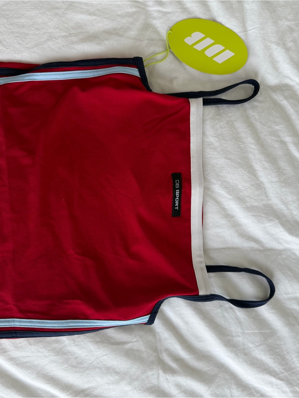Dairy Boy- Sport Red Tank Top with Navy Trim